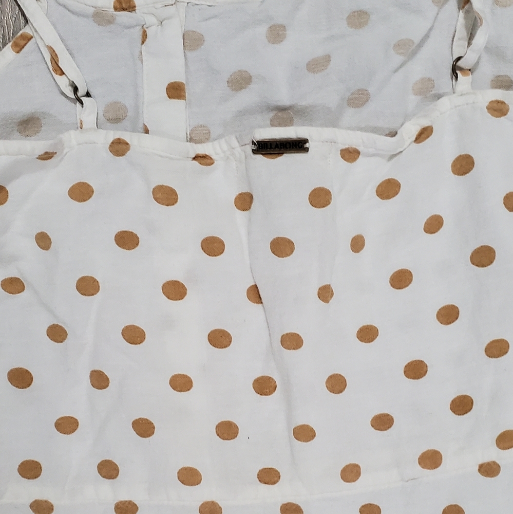 Billabong White & Yellow Polka Dot Button Fine Sleeveless Dress-Juniors - Picture 6 of 7